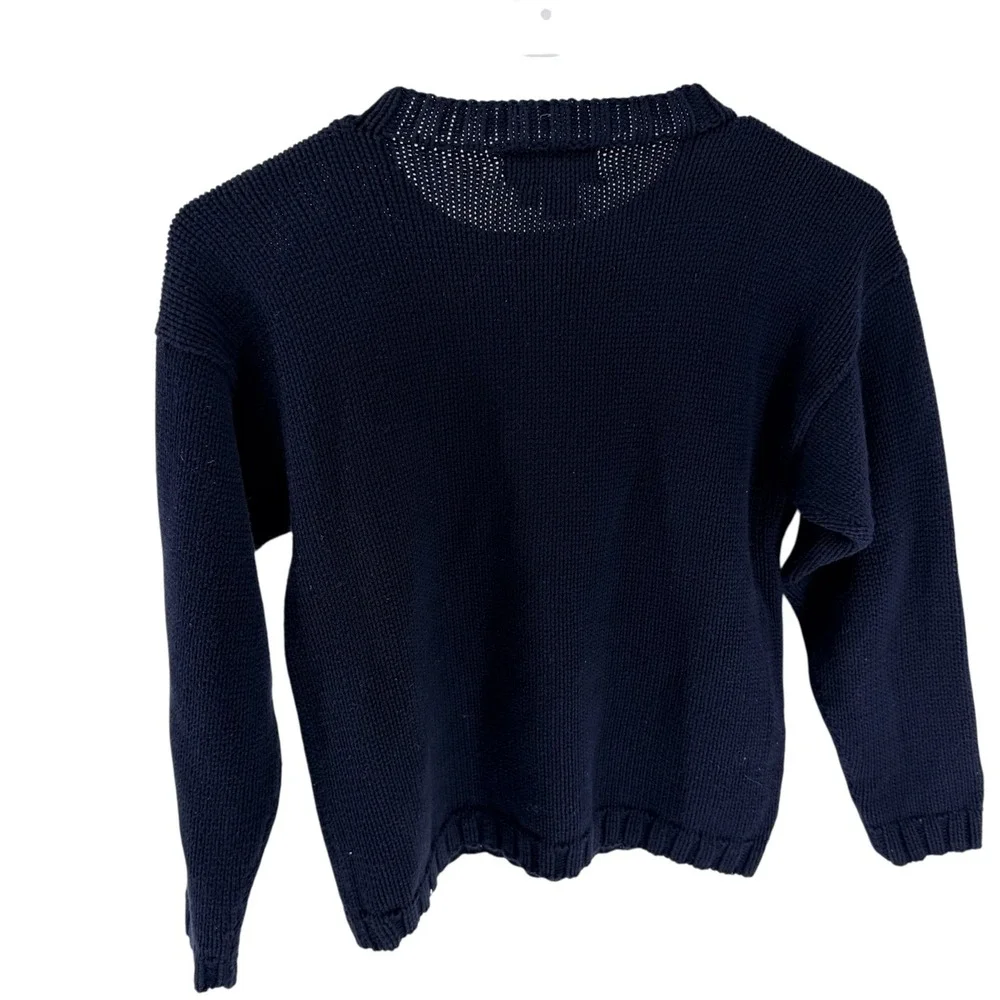 Molly Goggles New York Yankees Handknit Cotton Sweater Navy Blue Women Size 10